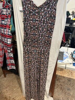 Sleeveless Geometric Print Maxi Dress - Multicolor